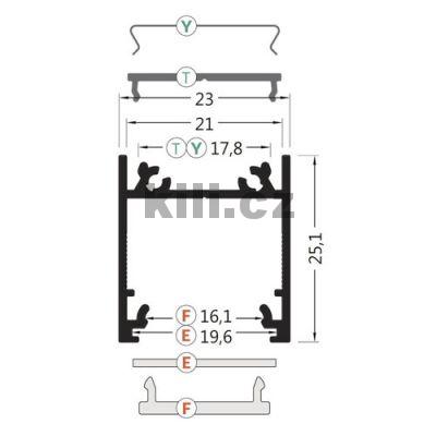 Li�ta pro LED WIRELI LINEA20 st��brn� elox, nalo�en�, 2 m, 3209218120