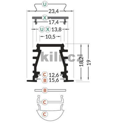Li�ta pro LED WIRELI DEEP10 �ern� anoda, vlo�en�, max 2m, 3209202120