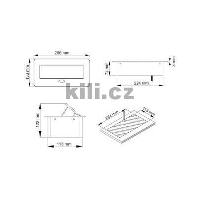 Elektro z�suvka v�klopn� st��brn� - 2x z�suvka, 1x USB-A, 1xUSB-C s kabelem 3204093120