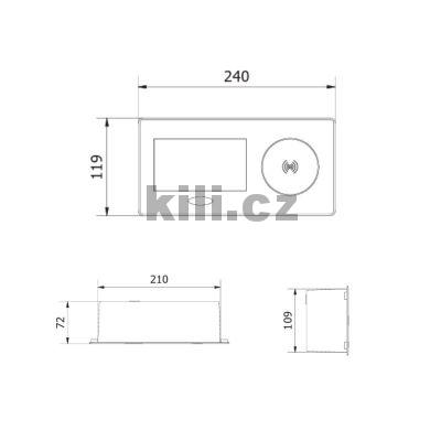 Elektro z�suvka v�klopn� AVARO PLUS st��brn�, 230V+USB-A+USB-C+bezdratov� nab�je�ka, kabel 1,5m