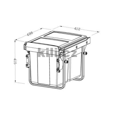 Odpadkov� 2-ko� v�suvn� Komfort (2x20l), antracit, 1007011602