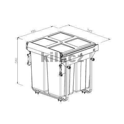 Odpadkov� 3-ko� v�suvn� Komfort K60, antracit, 1007014602