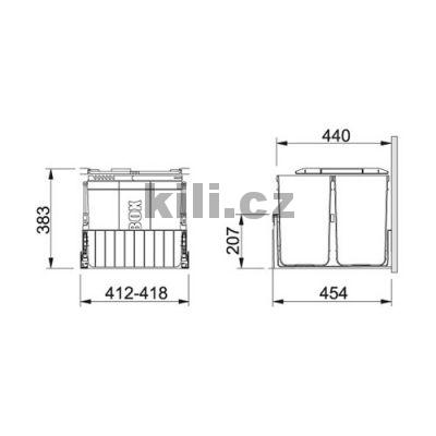 Odpadkov� ko� 300-46 - 2x10l, 1x22l, vestavn�