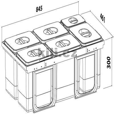 Odpadkov� ko� Jazz 900 4x15l + 3x7l