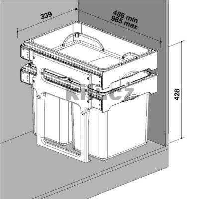 Odpadkov� ko� TANK 40 - 2x15l, vestavn�