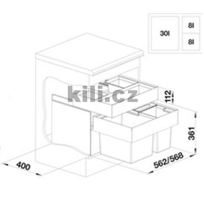 Odpadkov� ko� Select II, XL 60/3 Orga 1x30l+2x8l