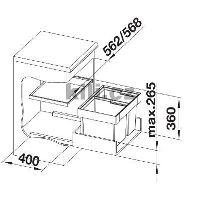 Odpadkov� ko� Flexon II 60/2 1x30l+1x19l