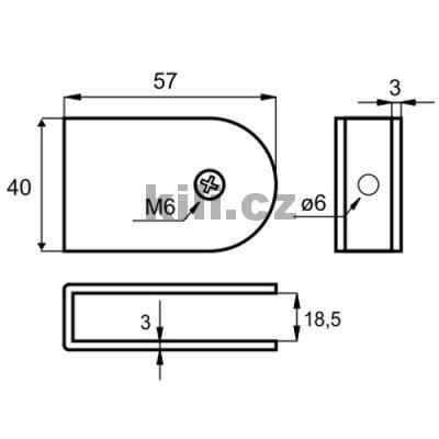 Kov�n� TOILET U-d�l nerez, 57x40x18 mm