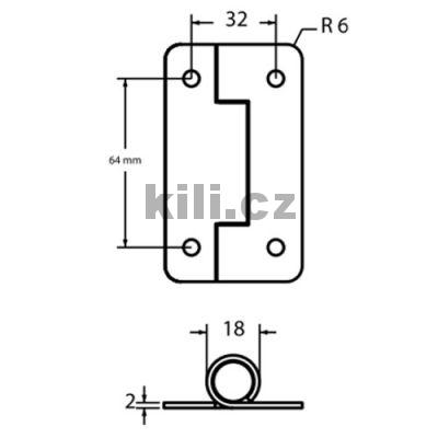 Kov�n� TOILET z�v�s pru�inov�, vlo�en�, nerez, 90x52x2 mm