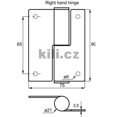 Kov�n� TOILET z�v�s nalo�en� prav� nerez, 90x75x2,5mm