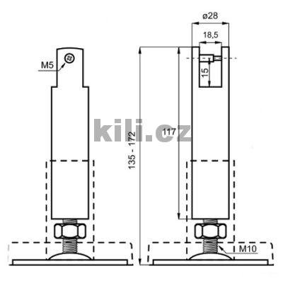 Kov�n� TOILET noha podp�rn�, pr�m�r 28mm