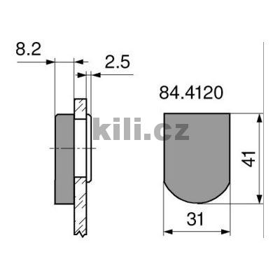 Krytka misky z�v�su na sklo, tvar "D" �ern�