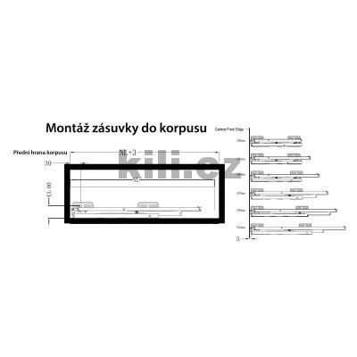 Kompletn� z�suvka KILI CHILLI BOX s tlumen�m b�l� 152 mm 350 mm, nosnost 35 kg