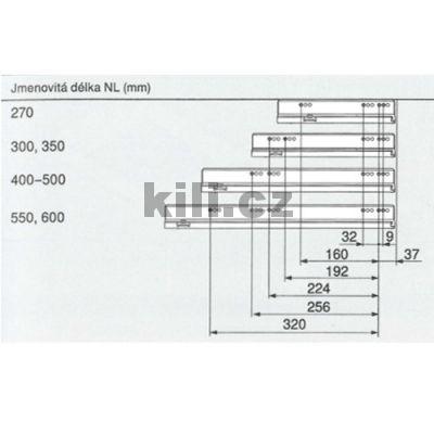 Plnov�suv Legrabox p�r 500 mm 40 kg TIP-ON