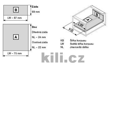Kompletn� z�suvka TANDEMBOX Antaro �ed� "N" 500 mm 30 kg s tlumen�m