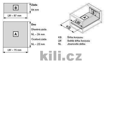 Kompletn� z�suvka TANDEMBOX Antaro �ed� "M" 300 mm 30 kg s tlumen�m