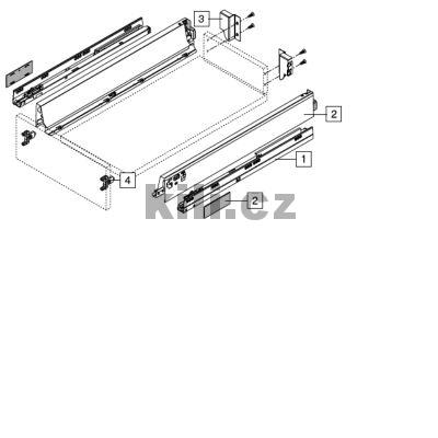 Kompletn� z�suvka TANDEMBOX Antaro b�l� "N" 500 mm 30 kg s tlumen�m
