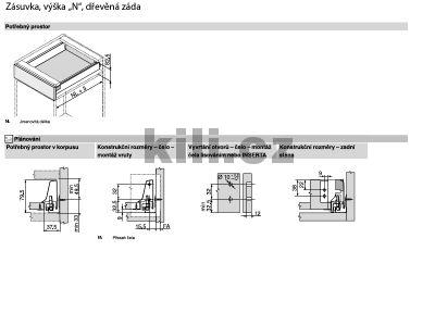 Kompletn� z�suvka TANDEMBOX Antaro b�l� "N" 500 mm 30 kg s tlumen�m