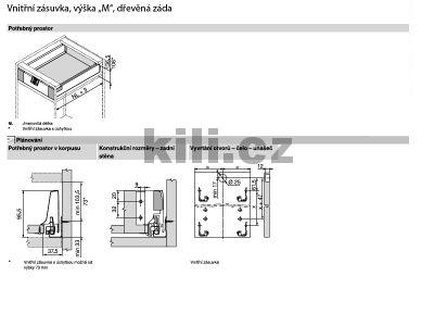 Kompletn� vnit�n� z�suvka TANDEMBOX Antaro �ed� "M" 500 mm 30 kg s tlumen�m
