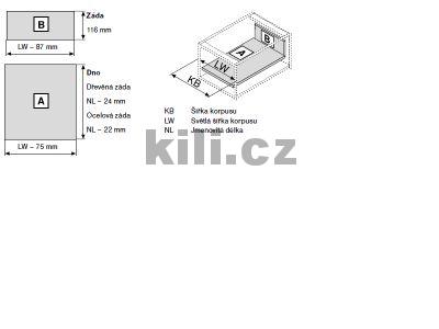 Kompletn� z�suvka TANDEMBOX Antaro b�l� "K" 350 mm 30 kg s tlumen�m