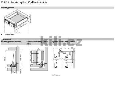 Kompletn� vnit�n� z�suvka TANDEMBOX Antaro b�l� "K" 650 mm 65 kg s tlumen�m
