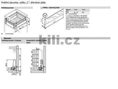 Kompletn� vnit�n� z�suvka TANDEMBOX Antaro b�l� "C" 550 mm 30 kg s tlumen�m