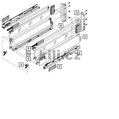 Kompletn� vnit�n� z�suvka TANDEMBOX Antaro �ed� "D" 400 mm 30 kg s tlumen�m
