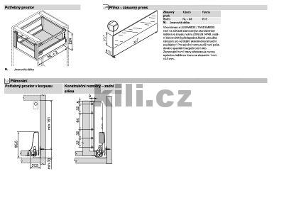 Kompletn� vnit�n� z�suvka TANDEMBOX Antaro �ed� "D" 400 mm 30 kg s tlumen�m