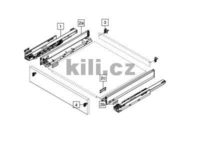 Kompletn� z�suvka LEGRABOX �ed� "N" 500 mm 40 kg s tlumen�m