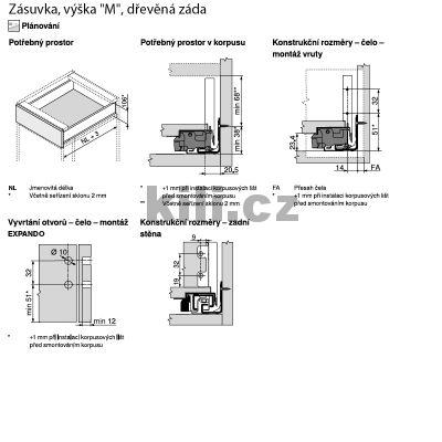 Kompletn� z�suvka LEGRABOX b�l� "M" 600 mm 40 kg s tlumen�m