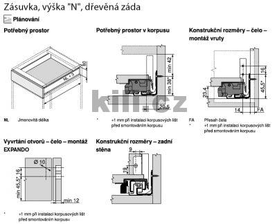 Kompletn� z�suvka LEGRABOX nerez "N" 500 mm 40 kg s tlumen�m