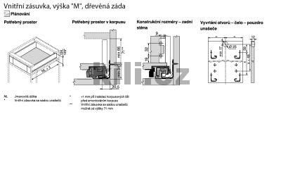 Kompletn� vnit�n� z�suvka LEGRABOX b�l� "M" 270 mm 40 kg s tlumen�m