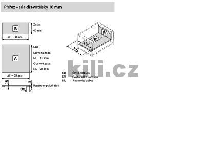 Kompletn� vnit�n� z�suvka LEGRABOX nerez "M" 650 mm 70 kg s tlumen�m