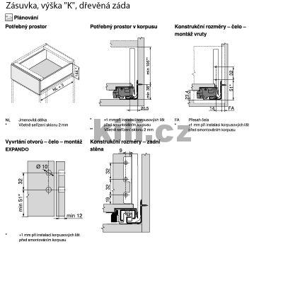 Kompletn� z�suvka LEGRABOX �ed� "K" 300 mm 40 kg s tlumen�m