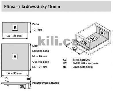 Kompletn� z�suvka LEGRABOX �ed� "K" 450 mm 40 kg s tlumen�m