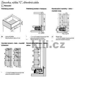 Kompletn� z�suvka LEGRABOX nerez "C" 450 mm 40 kg s tlumen�m