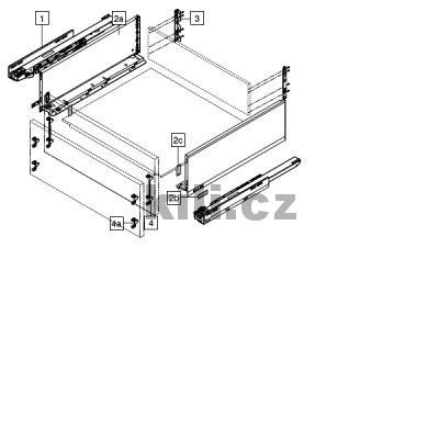 Kompletn� z�suvka LEGRABOX nerez "C" 600 mm 40 kg s tlumen�m
