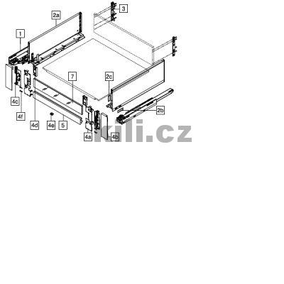 Kompletn� vnit�n� z�suvka LEGRABOX b�l� "C" 500 mm 40 kg s tlumen�m