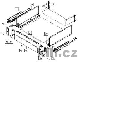 Kompletn� vnit�n� z�suvka LEGRABOX �ern� "C" s relingem 400 mm 40 kg s tlumen�m