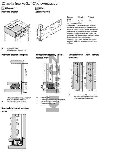 Kompletn� z�suvka LEGRABOX free �ern� "C" 350 mm 40 kg s tlumen�m