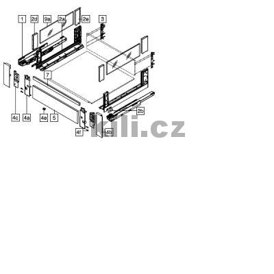 Kompletn� vnit�n� z�suvka LEGRABOX free �ern� "C" s relingem 550 mm 40 kg s tlumen�m