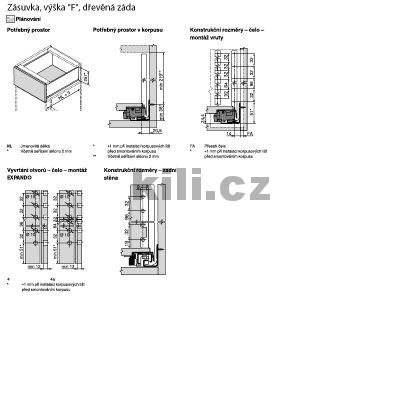Kompletn� z�suvka LEGRABOX �ern� "F" 450 mm 40 kg s tlumen�m