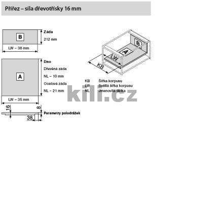 Kompletn� z�suvka LEGRABOX nerez "F" 450 mm 40 kg s tlumen�m