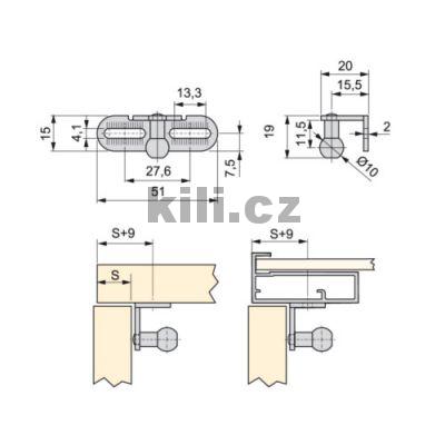 Z�padka p�stu pro d�ev�n� dve�e, poniklovan�, ocel