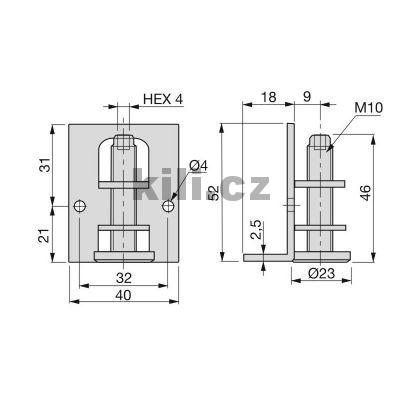 Stabiliza�n� vzp�ra M10 O23 s krytem a dr��kem, zinek b�l�