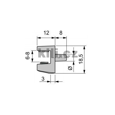 Podp�ra sklen�n�ch polic, 6-8 mm, nikl