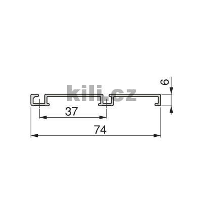 Doln� vod�c� profil PLACARD 74, dvojit�, mont� na klipy, �ern� 3900 mm