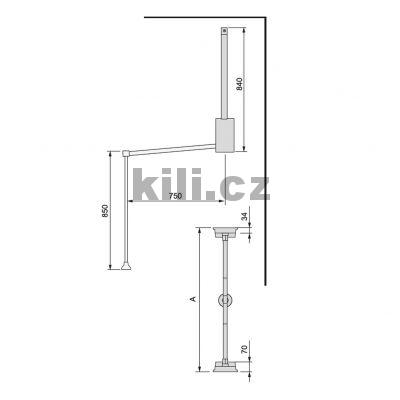 Dvoustrann� sklopn� �atn� ty� HANG st��brn� 450 mm - 600 mm