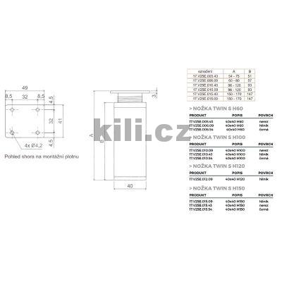 No�ka AL Twin �tverec 40 x 40 x 100 mm s rektifikac� hlin�k
