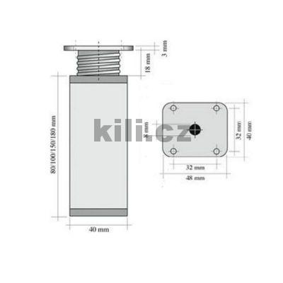 No�ka AL Twin �tverec 40 x 40 x 150 mm s rektifikac� �ern�